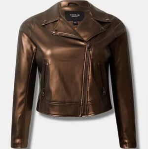 NWT Torrid Faux Leather Moto Jacket Copper Size 3(22-24)
